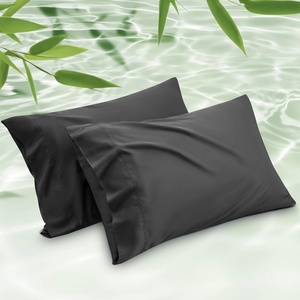 Bedsure King Size Pillow Cases Set of 2, 100% Rayon Derived from Bamboo | Cooling Pillowcases, Similar to Silk Pillow Case Covers with Envelope Closure, PureWoven Bedding, Dark Grey, 20×36 Inches(04 – Black)