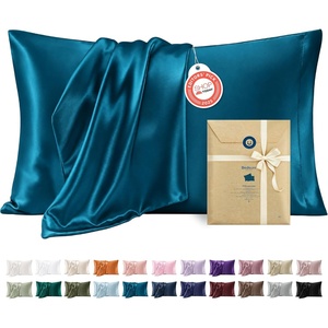 Bedsure Satin Pillowcase Standard Set of 2, Silky Pillow Cases, White | Similar to Silk Pillow Cases, Decorative Covers, Room Decor, Gifts for Women Men, Envelope Closure, For Hair Skin, 20″ x 26″(24 – Teal)
