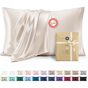 Bedsure Satin Pillowcase Standard Set of 2, Silky Pillow Cases, White | Similar to Silk Pillow Cases, Decorative Covers, Room Decor, Gifts for Women Men, Envelope Closure, For Hair Skin, 20″ x 26″(03 – Beige)