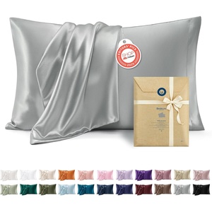 Bedsure Satin Pillowcase Standard Set of 2, Silky Pillow Cases, White | Similar to Silk Pillow Cases, Decorative Covers, Room Decor, Gifts for Women Men, Envelope Closure, For Hair Skin, 20″ x 26″(01 – Silver Grey)