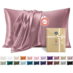 Bedsure Satin Pillowcase Standard Set of 2, Silky Pillow Cases, White | Similar to Silk Pillow Cases, Decorative Covers, Room Decor, Gifts for Women Men, Envelope Closure, For Hair Skin, 20″ x 26″(12 – Nostalgia Rose)
