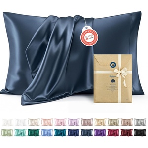 Bedsure Satin Pillowcase Standard Set of 2, Silky Pillow Cases, White | Similar to Silk Pillow Cases, Decorative Covers, Room Decor, Gifts for Women Men, Envelope Closure, For Hair Skin, 20″ x 26″(06 – Blue)