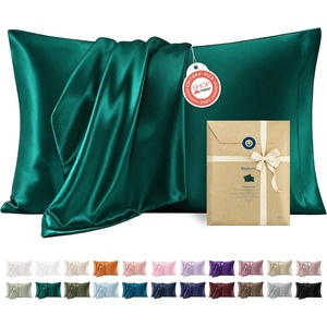 Bedsure Satin Pillowcase Standard Set of 2, Silky Pillow Cases, White | Similar to Silk Pillow Cases, Decorative Covers, Room Decor, Gifts for Women Men, Envelope Closure, For Hair Skin, 20″ x 26″(13 – Dark Green)