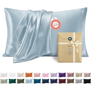 Bedsure Satin Pillowcase Standard Set of 2, Silky Pillow Cases, White | Similar to Silk Pillow Cases, Decorative Covers, Room Decor, Gifts for Women Men, Envelope Closure, For Hair Skin, 20″ x 26″(17 – Stone Blue)