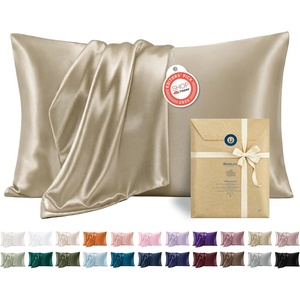 Bedsure Satin Pillowcase Standard Set of 2, Silky Pillow Cases, White | Similar to Silk Pillow Cases, Decorative Covers, Room Decor, Gifts for Women Men, Envelope Closure, For Hair Skin, 20″ x 26″(15 – Khaki)