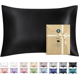Bedsure Satin Pillowcase with Zipper, Similar to Silk Pillow Cases 2 Pack, Satin Pillow Cases Queen, Silky & Soft Beige Pillow Covers Hair and Skin, Valentines Day Gifts for Women Men, 20×30 Inches(04 – Black – Zipper)