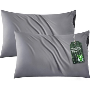 Bedsure Zipper Pillow Cases Queen Size from Rayon Derived from Bamboo | Cooling Pillowcase for Hot Sleepers, Soft & PureWoven Pillow Covers, Gift, Light Blue, 20×30 Inches(01 – Grey)