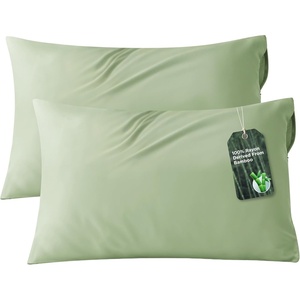Bedsure Zipper Pillow Cases Queen Size from Rayon Derived from Bamboo | Cooling Pillowcase for Hot Sleepers, Soft & PureWoven Pillow Covers, Gift, Light Blue, 20×30 Inches(07 – Green)