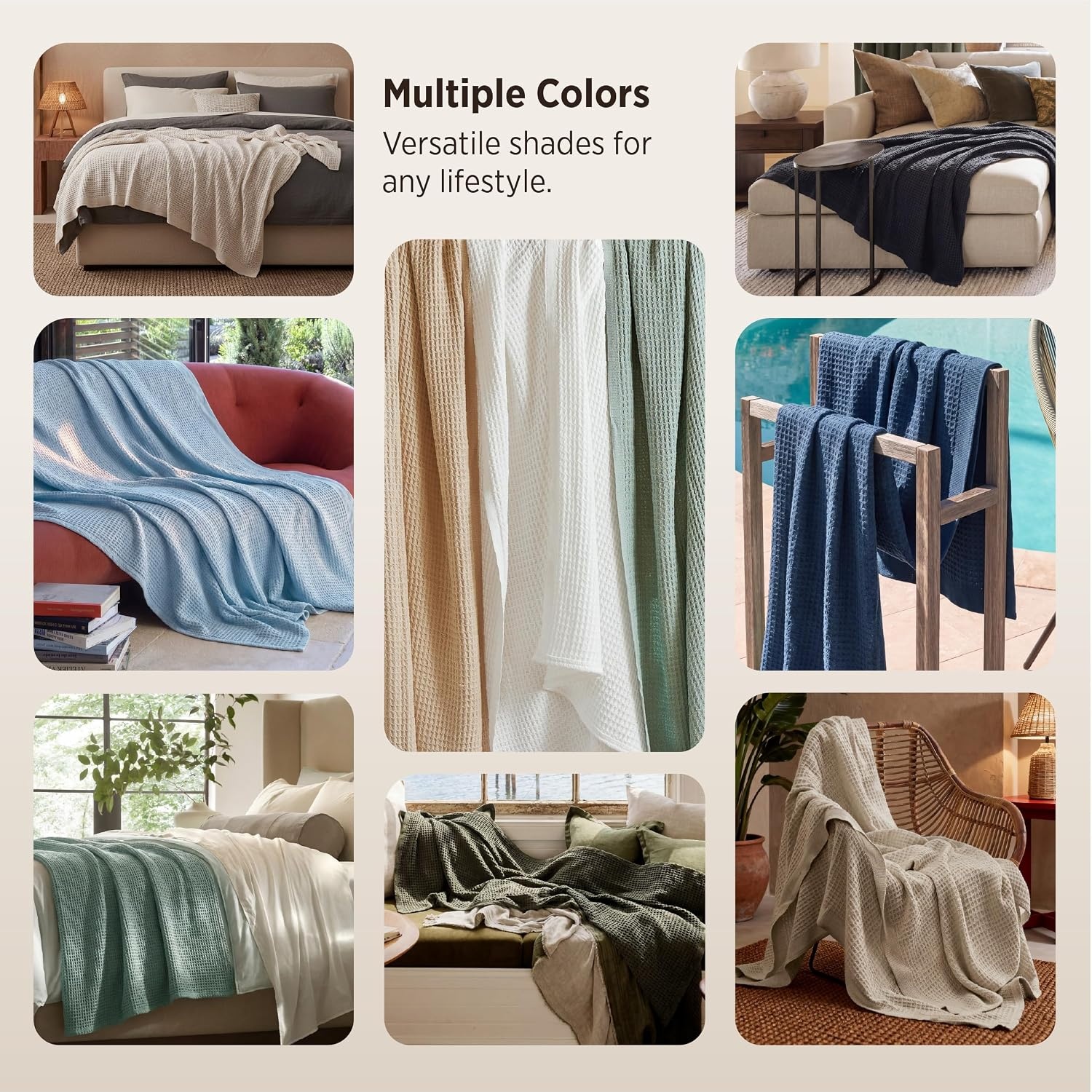 image:imageBedsure 100 Cotton Blanket Queen Size for Bed Cooling Breathable and Soft for Summer and Fall Thick Cozy Waffle Weave Blanket Gifts for Women White 90x90 Inches01 White