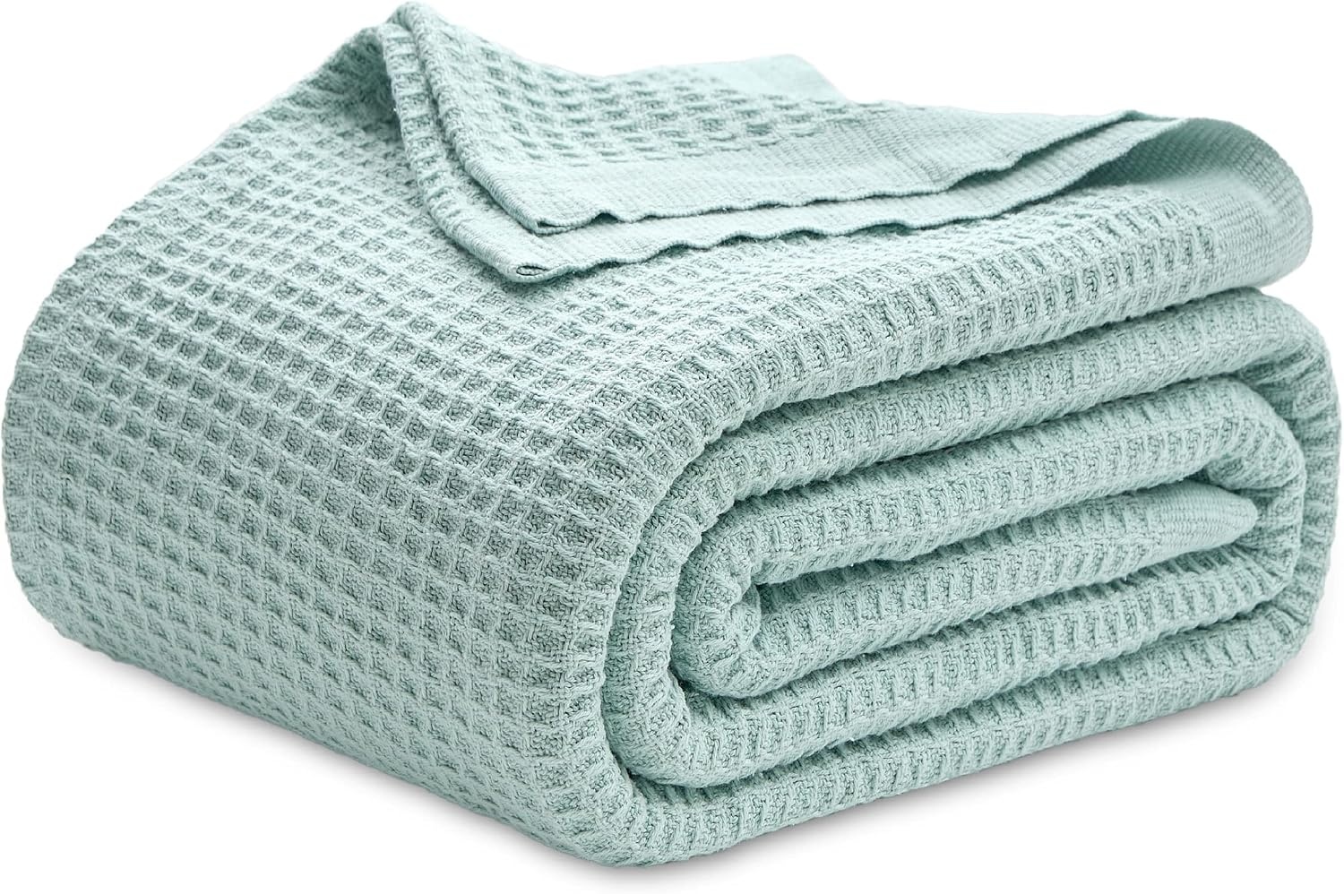 image:imageBedsure 100 Cotton Blanket Queen Size for Bed Cooling Breathable and Soft for Summer and Fall Thick Cozy Waffle Weave Blanket Gifts for Women White 90x90 Inches14 Mint