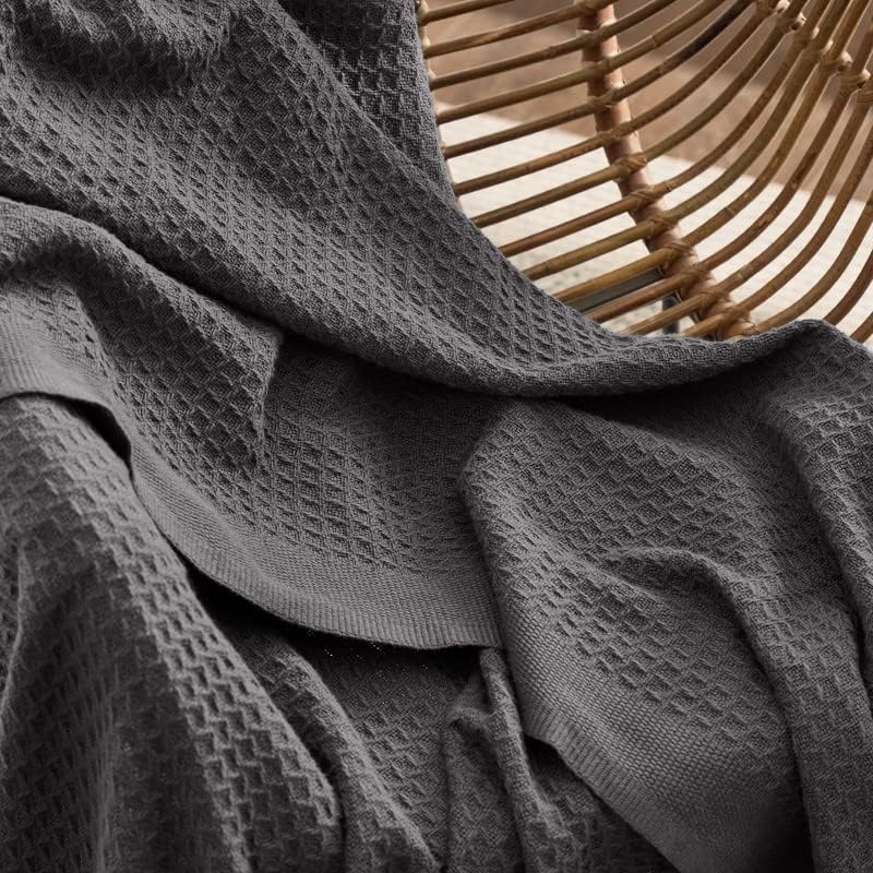 image:imageBedsure 100 Cotton Blanket Queen Size for Bed Cooling Breathable and Soft for Summer and Fall Thick Cozy Waffle Weave Blanket Gifts for Women White 90x90 Inches12 Dark Grey