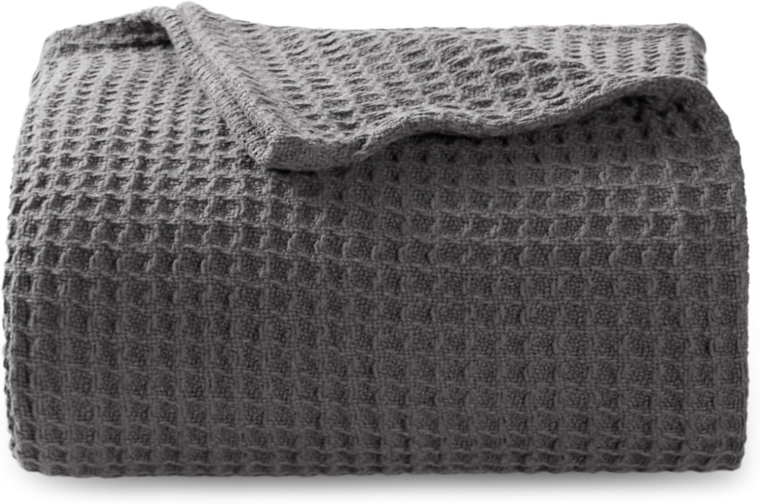 image:imageBedsure 100 Cotton Blanket Queen Size for Bed Cooling Breathable and Soft for Summer and Fall Thick Cozy Waffle Weave Blanket Gifts for Women White 90x90 Inches12 Dark Grey