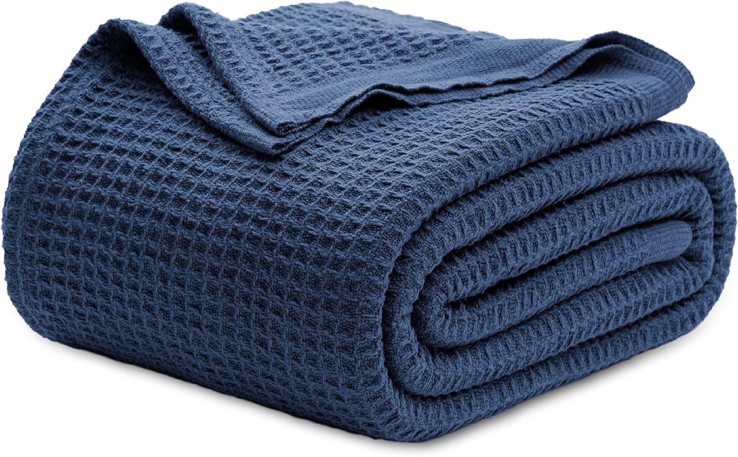 image:imageBedsure 100 Cotton Blanket Queen Size for Bed Cooling Breathable and Soft for Summer and Fall Thick Cozy Waffle Weave Blanket Gifts for Women White 90x90 Inches10 Navy