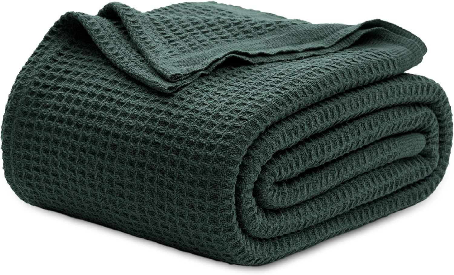 image:imageBedsure 100 Cotton Blanket Queen Size for Bed Cooling Breathable and Soft for Summer and Fall Thick Cozy Waffle Weave Blanket Gifts for Women White 90x90 Inches13 Dark Green