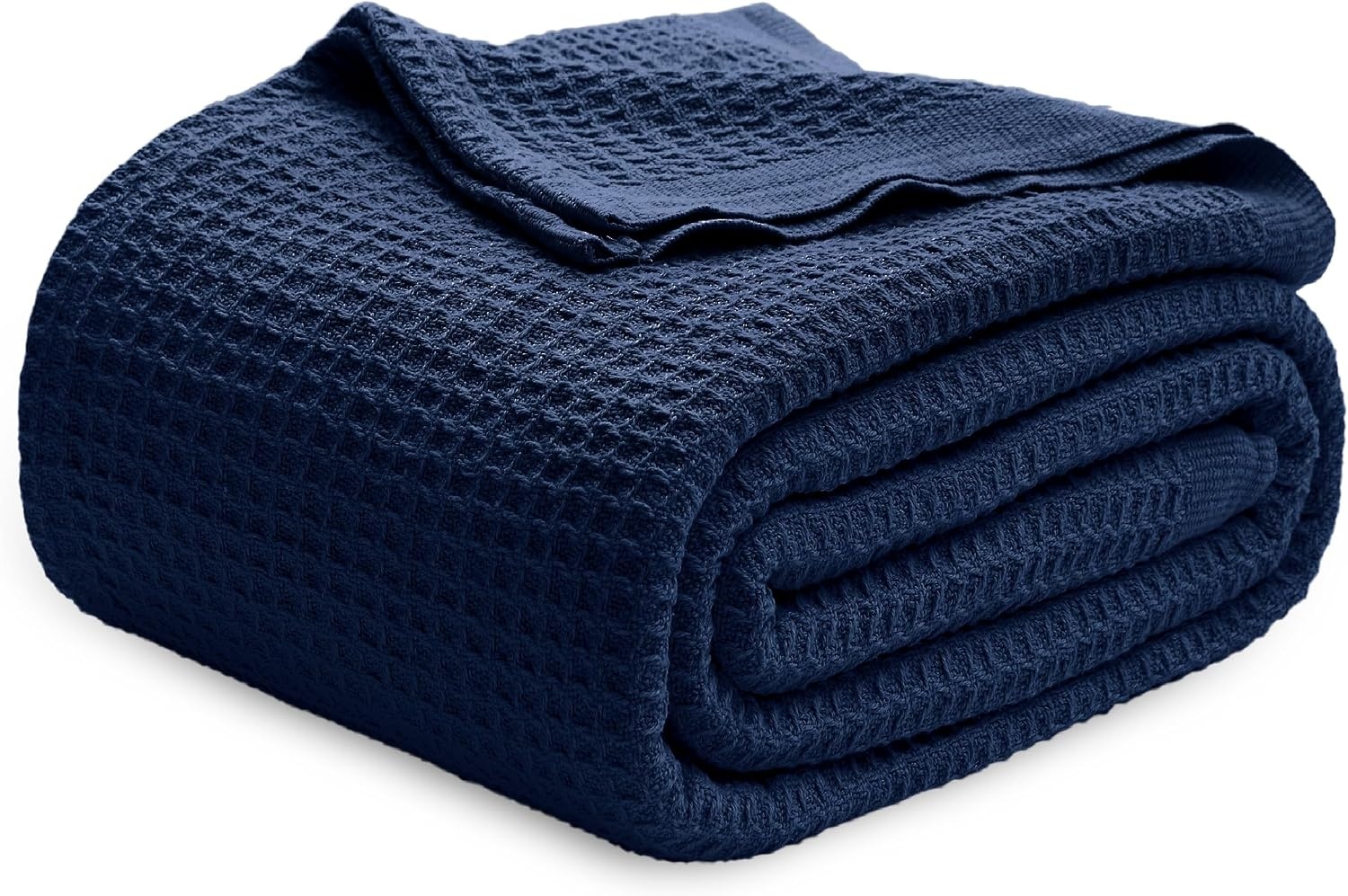 image:imageBedsure 100 Cotton Blanket Queen Size for Bed Cooling Breathable and Soft for Summer and Fall Thick Cozy Waffle Weave Blanket Gifts for Women White 90x90 Inches18 Pageant Blue