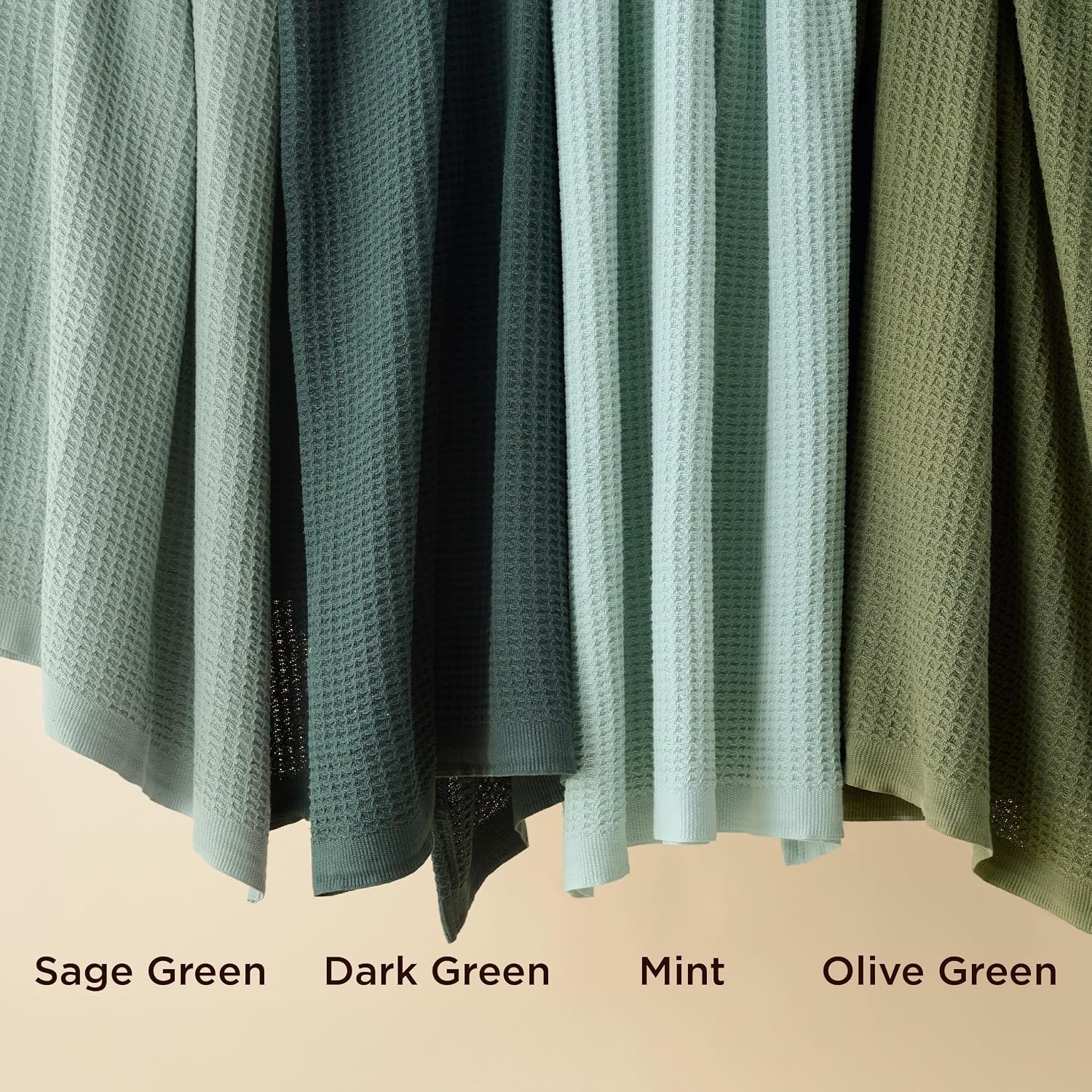 image:imageBedsure 100 Cotton Blanket Queen Size for Bed Cooling Breathable and Soft for Summer and Fall Thick Cozy Waffle Weave Blanket Gifts for Women White 90x90 Inches11 Moss Green