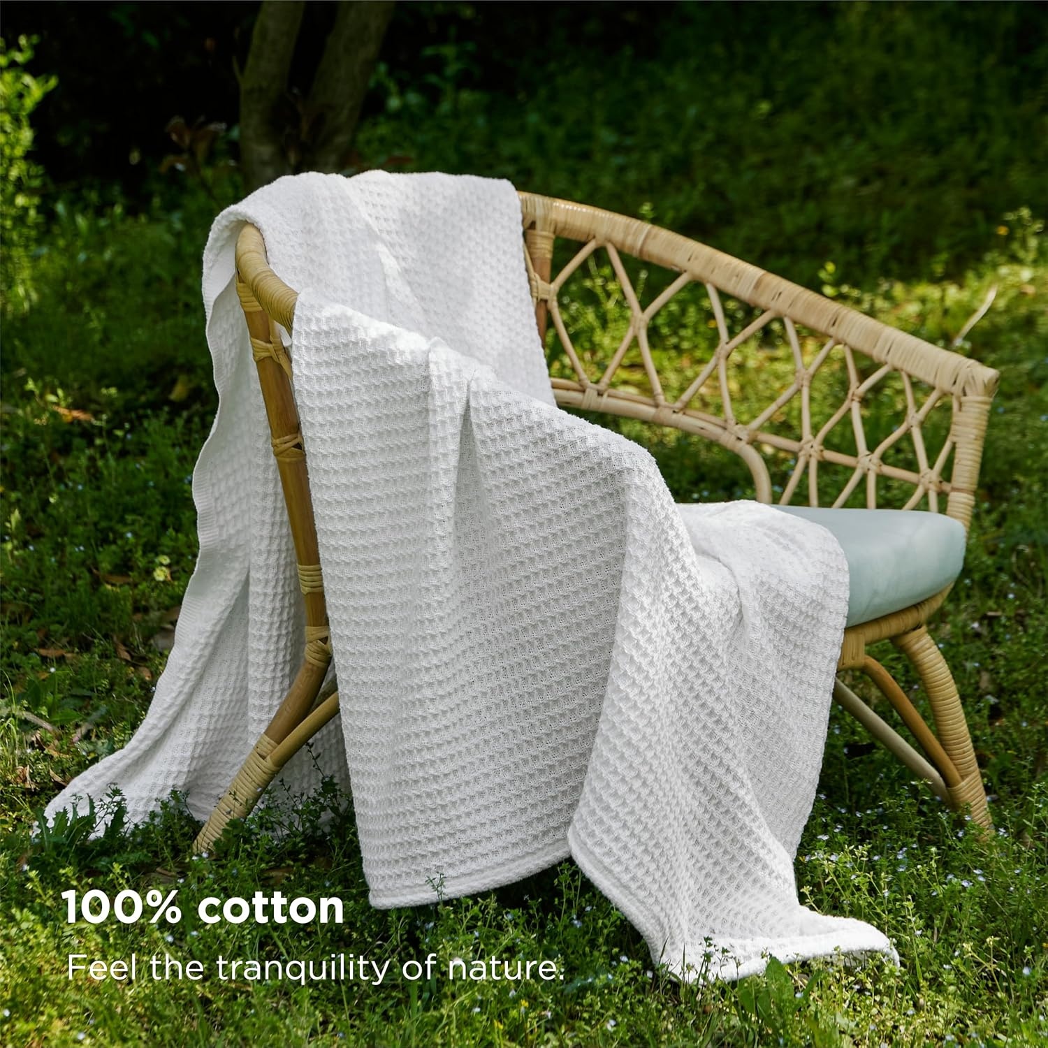 image:imageBedsure 100 Cotton Blanket Queen Size for Bed Cooling Breathable and Soft for Summer and Fall Thick Cozy Waffle Weave Blanket Gifts for Women White 90x90 Inches01 White