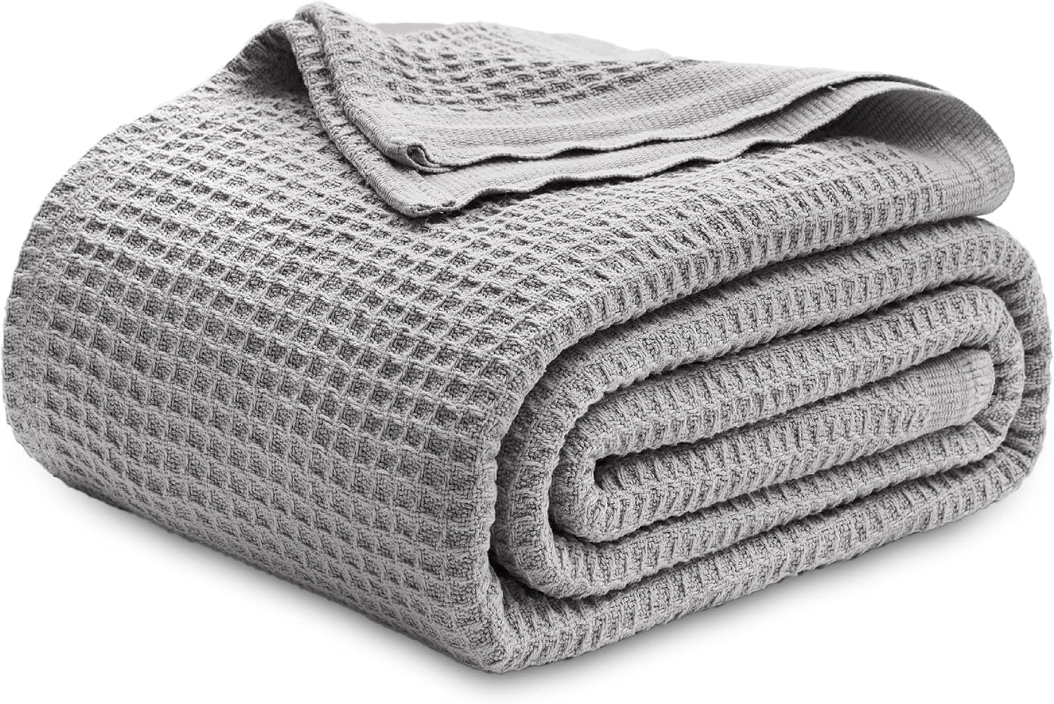 image:imageBedsure 100 Cotton Blanket Queen Size for Bed Cooling Breathable and Soft for Summer and Fall Thick Cozy Waffle Weave Blanket Gifts for Women White 90x90 Inches08 Grey