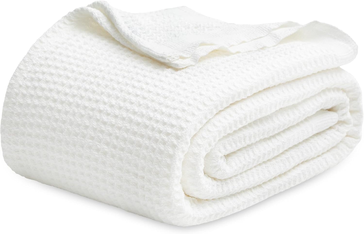 image:imageBedsure 100 Cotton Blanket Queen Size for Bed Cooling Breathable and Soft for Summer and Fall Thick Cozy Waffle Weave Blanket Gifts for Women White 90x90 Inches01 White