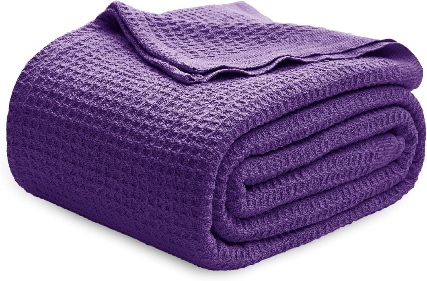 image:imageBedsure 100 Cotton Blanket Queen Size for Bed Cooling Breathable and Soft for Summer and Fall Thick Cozy Waffle Weave Blanket Gifts for Women White 90x90 Inches18 Purple