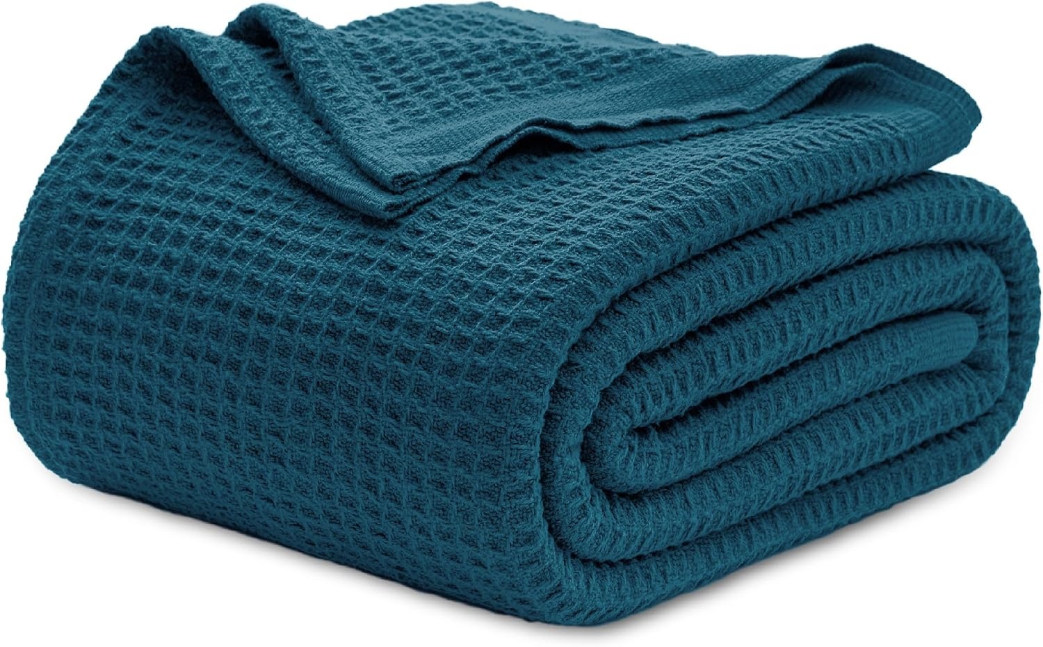 image:imageBedsure 100 Cotton Blanket Queen Size for Bed Cooling Breathable and Soft for Summer and Fall Thick Cozy Waffle Weave Blanket Gifts for Women White 90x90 Inches07 Teal