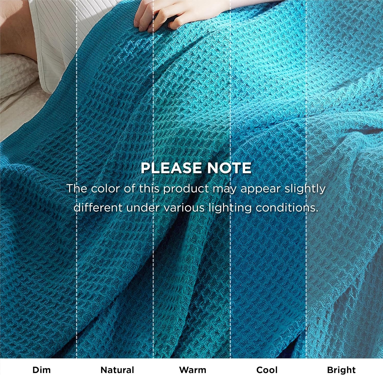 image:imageBedsure 100 Cotton Blanket Queen Size for Bed Cooling Breathable and Soft for Summer and Fall Thick Cozy Waffle Weave Blanket Gifts for Women White 90x90 Inches19 Teal Blue
