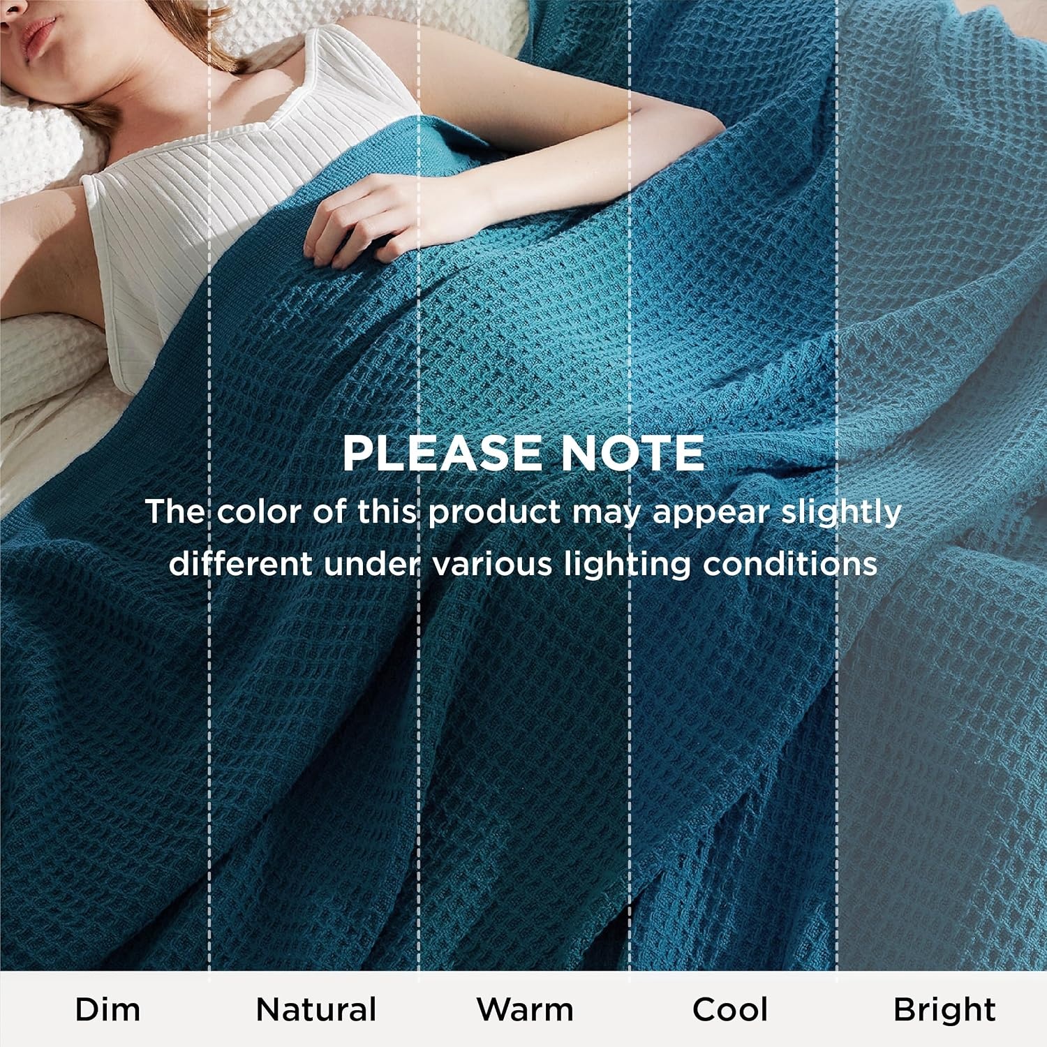 image:imageBedsure 100 Cotton Blanket Queen Size for Bed Cooling Breathable and Soft for Summer and Fall Thick Cozy Waffle Weave Blanket Gifts for Women White 90x90 Inches07 Teal