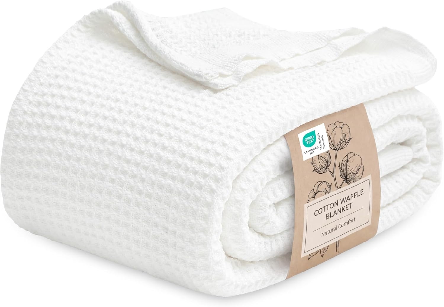 image:imageBedsure 100 Cotton Blanket Queen Size for Bed Cooling Breathable and Soft for Summer and Fall Thick Cozy Waffle Weave Blanket Gifts for Women White 90x90 Inches01 White