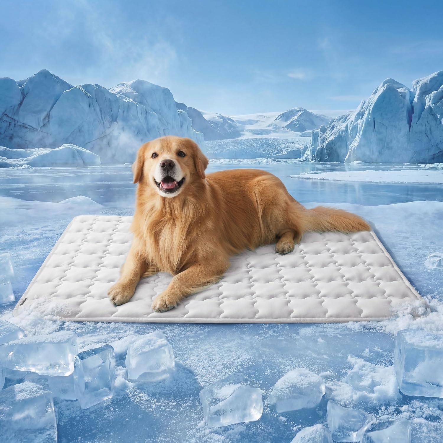 image:imageBedsure ArcticMax Cooling Mat for Large DogsQMaxgt05 Chill Fiber41In Thin Summer Cooltotouch Fabric to Rapid CoolingBreathable Cold Crate Pad for Pet IndoorWashable No Gel as TopperBluePearl Grey