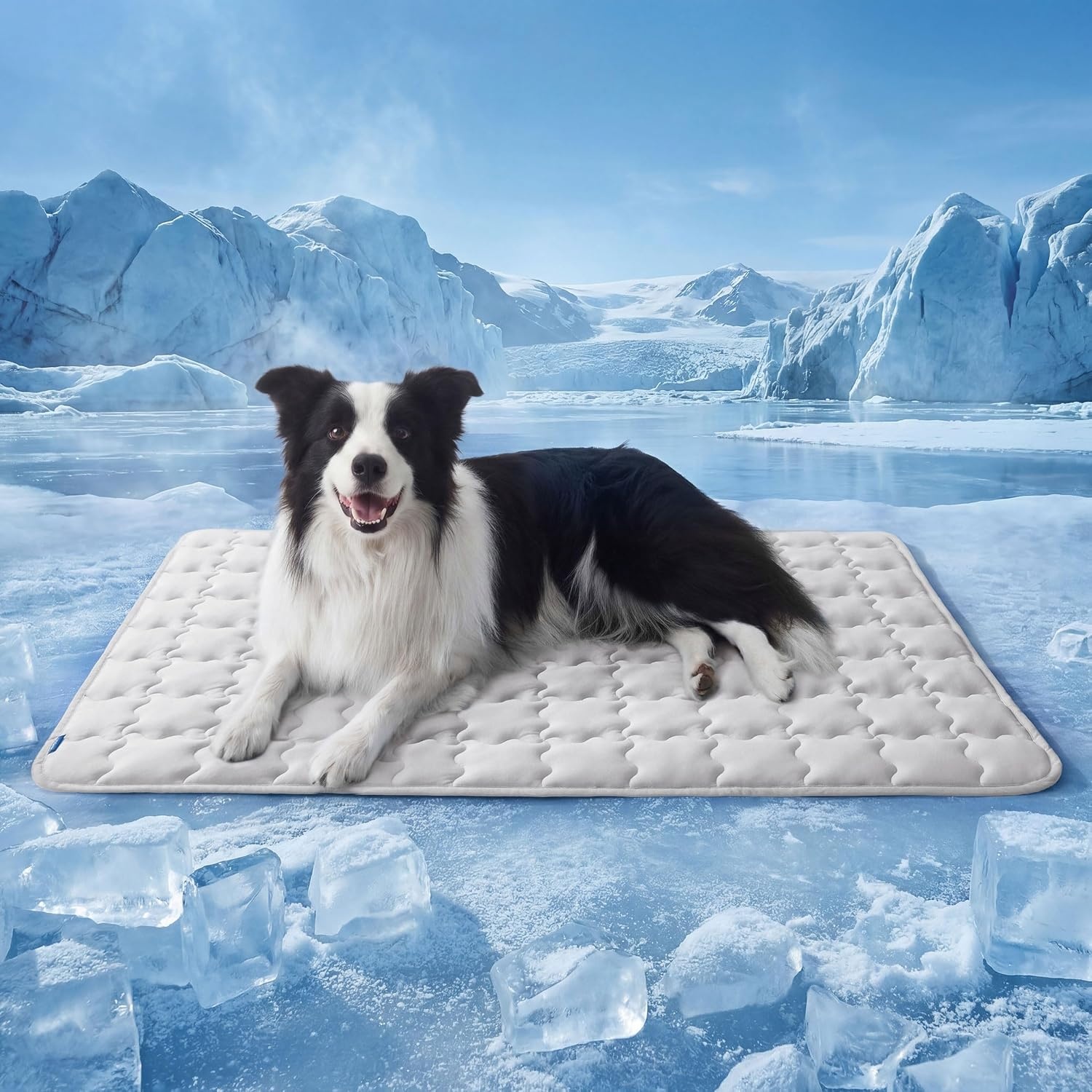 image:imageBedsure ArcticMax Cooling Mat for Large DogsQMaxgt05 Chill Fiber41In Thin Summer Cooltotouch Fabric to Rapid CoolingBreathable Cold Crate Pad for Pet IndoorWashable No Gel as TopperBluePearl Grey