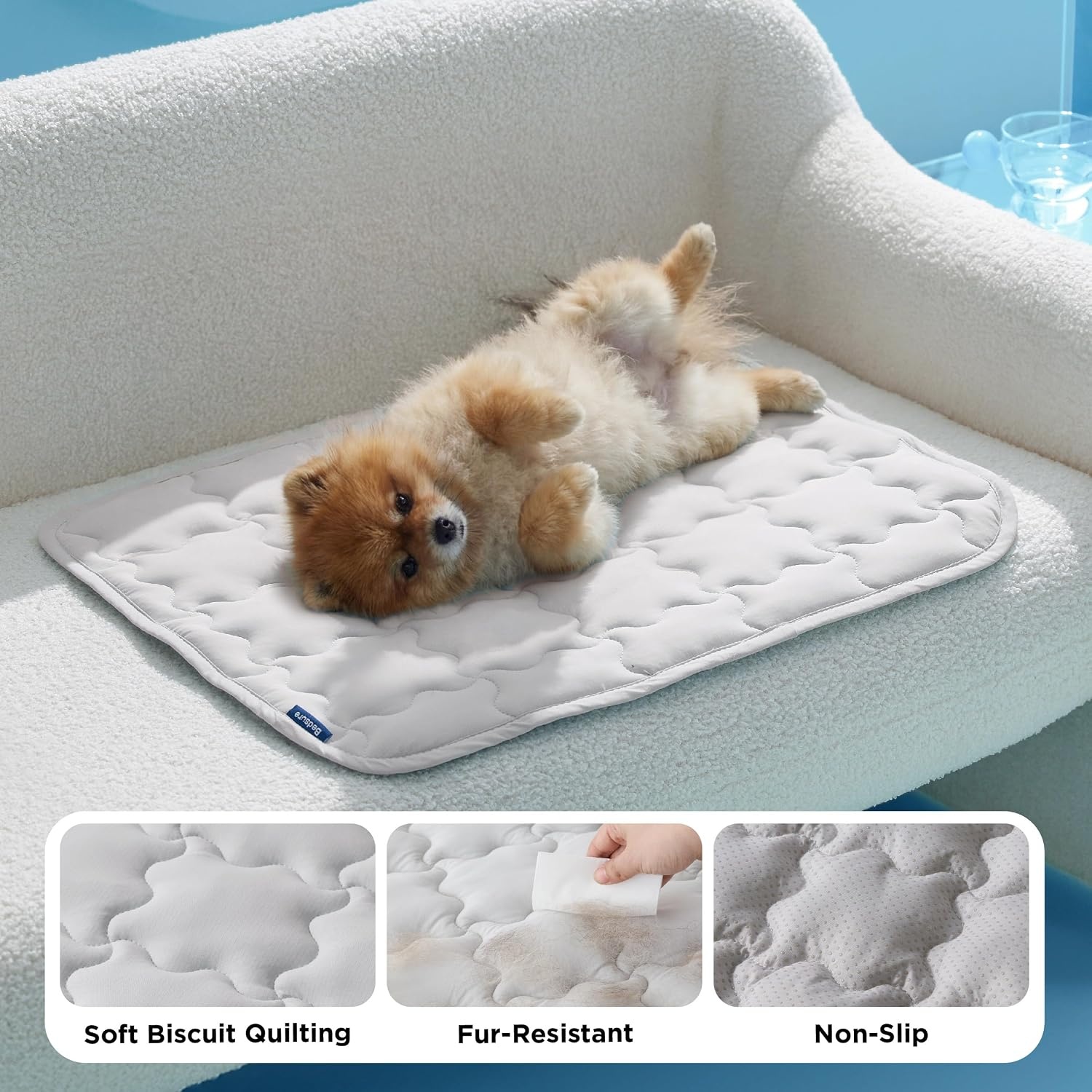 image:imageBedsure ArcticMax Cooling Mat for Large DogsQMaxgt05 Chill Fiber41In Thin Summer Cooltotouch Fabric to Rapid CoolingBreathable Cold Crate Pad for Pet IndoorWashable No Gel as TopperBluePearl Grey