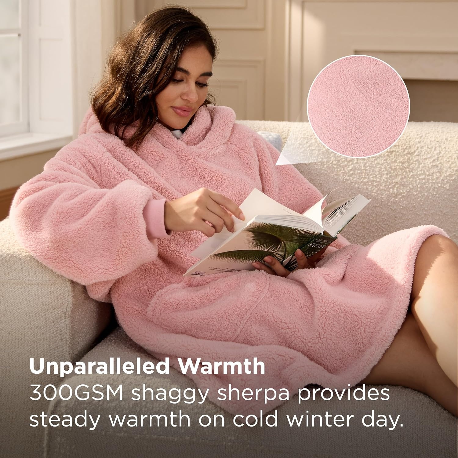 image:imageBedsure Blanket Hoodie Wearable Blanket Hoodie as Mothers Day Birthday Gifts for Women Men Mom Dad Warm Cozy Soft Sweatshirt Hooded Blankets With Sleeves for Adult Women Men CharcoalPink
