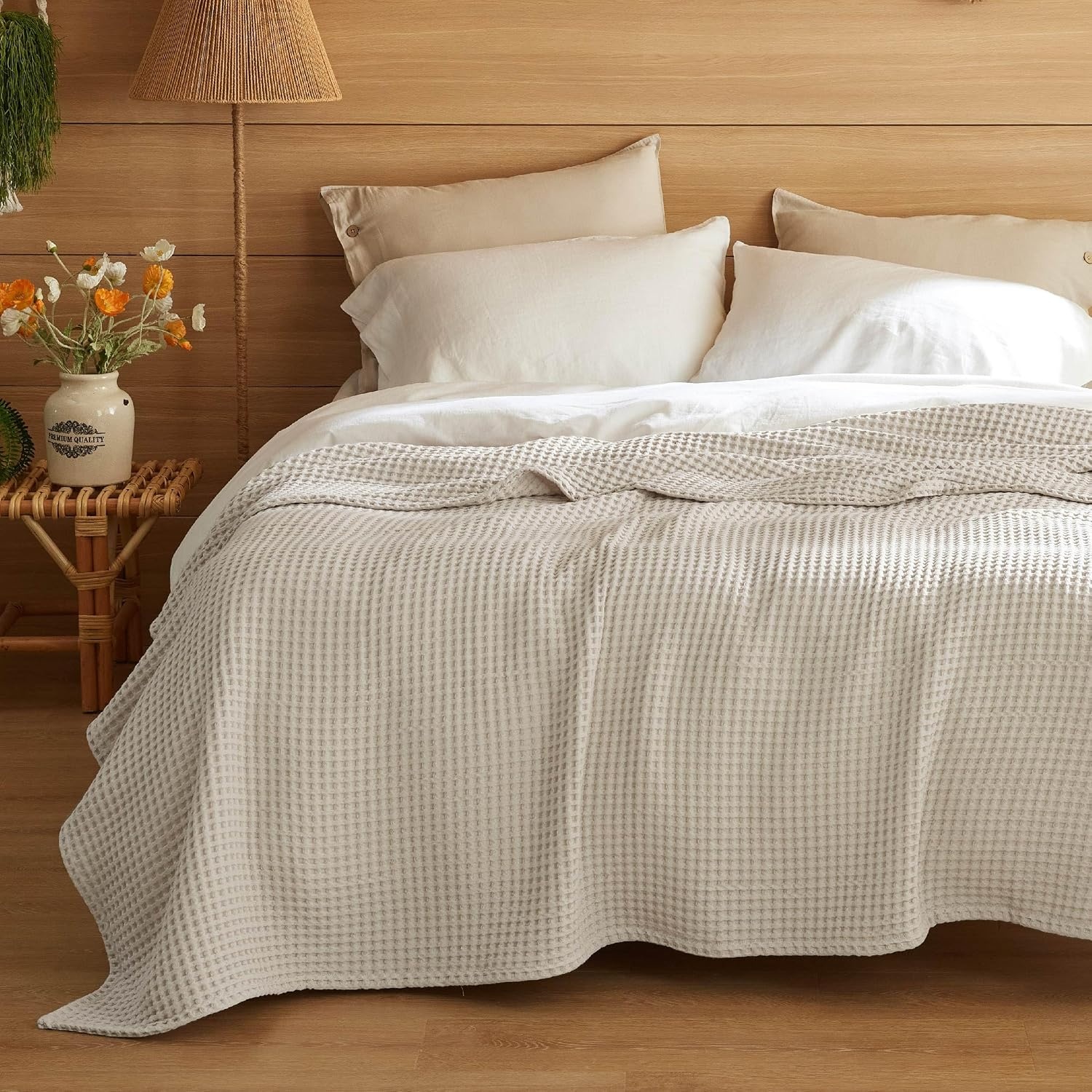 image:imageBedsure Bundle of 1 Cotton Waffle Blanket amp 1 Cooling Blanket