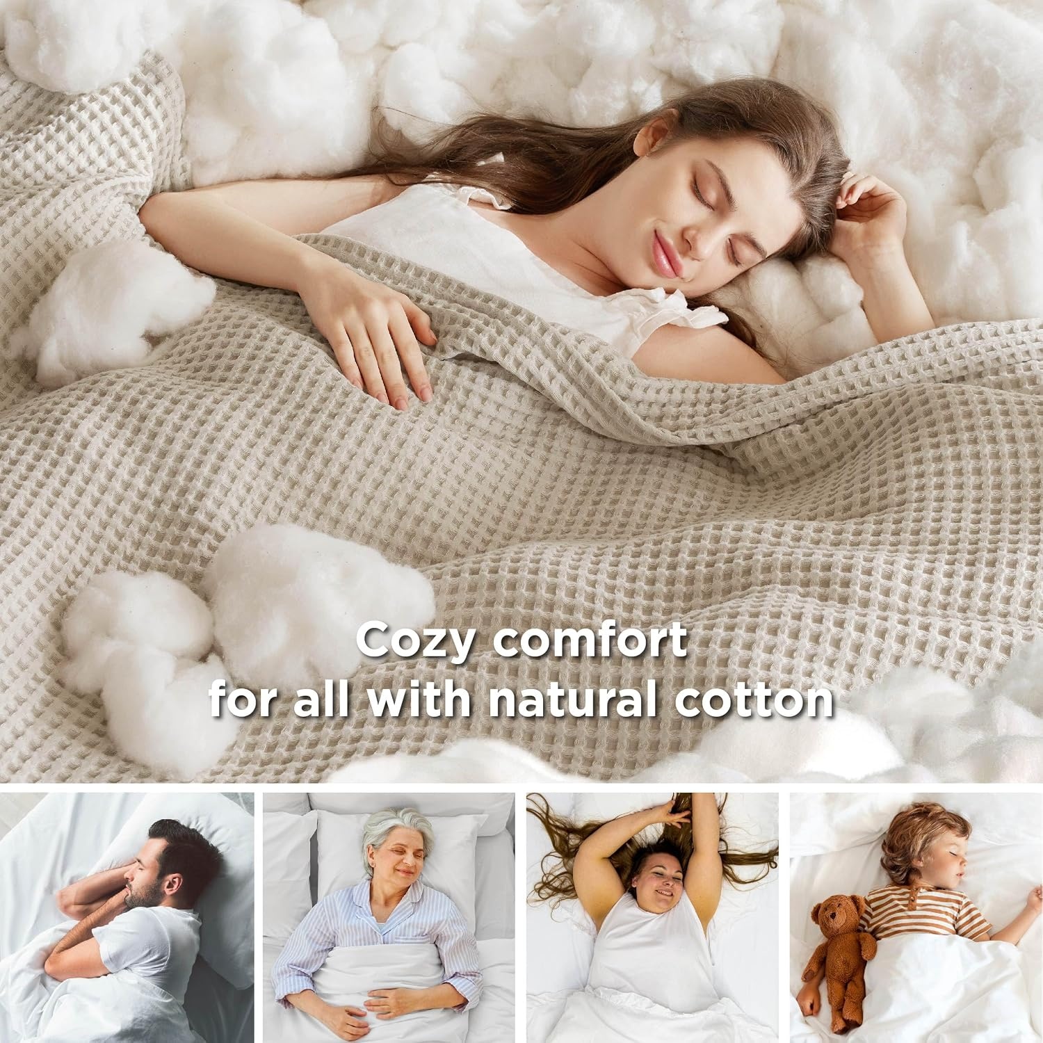 image:imageBedsure Bundle of 1 Cotton Waffle Blanket amp 1 Cooling Blanket