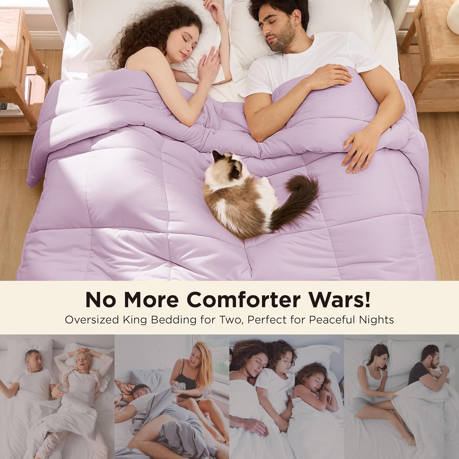 image:imageBedsure Comforter Duvet Insert Quilted Comforters Queen Size All Season Duvet GentleSoft Down Alternative Bedding Blanket with 8 Tabs Gifts for WomenMen White Queen 88 x 88 InchesLight Purple