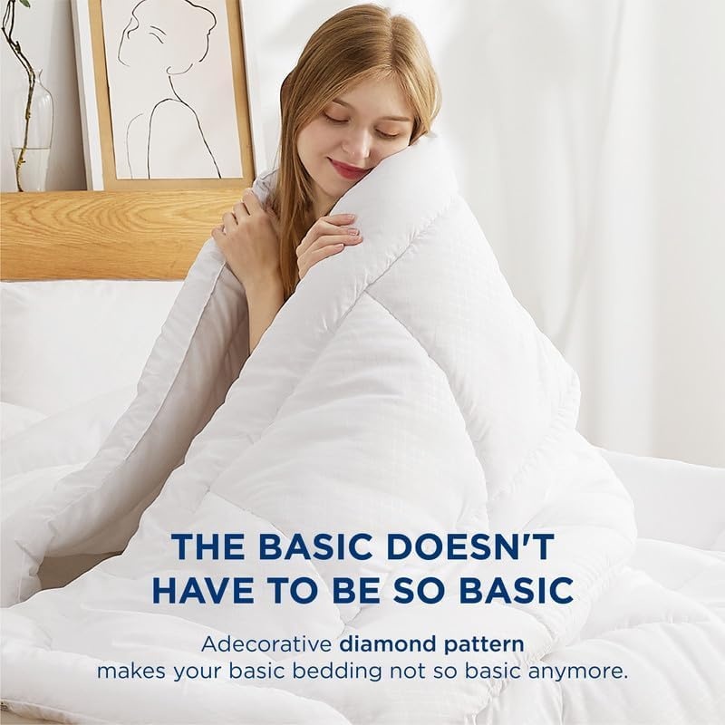 image:imageBedsure Comforter Duvet Insert Quilted Comforters Queen Size All Season Duvet GentleSoft Down Alternative Bedding Blanket with 8 Tabs Gifts for WomenMen White Queen 88 x 88 InchesIvory