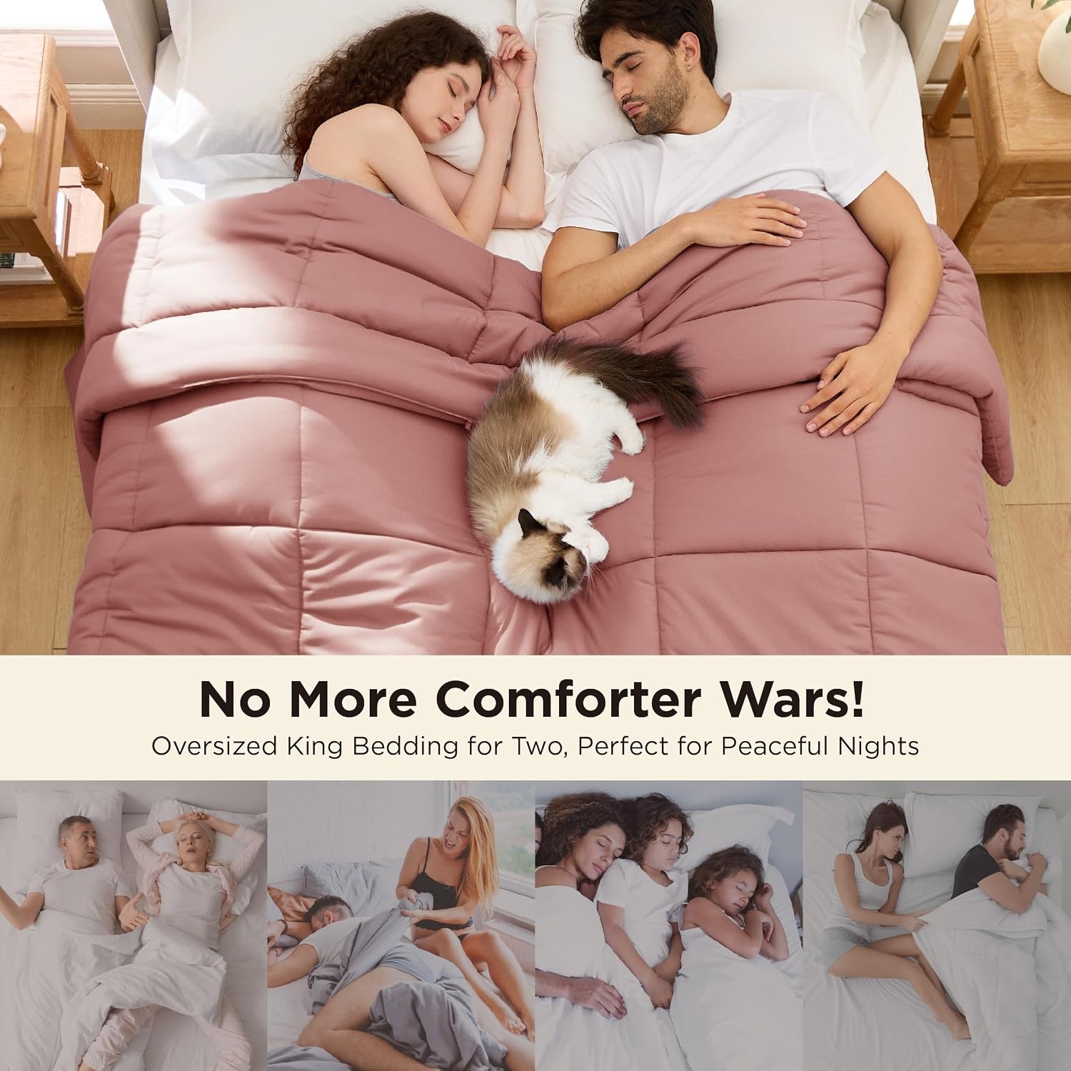 image:imageBedsure Comforter Duvet Insert Quilted Comforters Queen Size All Season Duvet GentleSoft Down Alternative Bedding Blanket with 8 Tabs Gifts for WomenMen White Queen 88 x 88 InchesDusty Pink