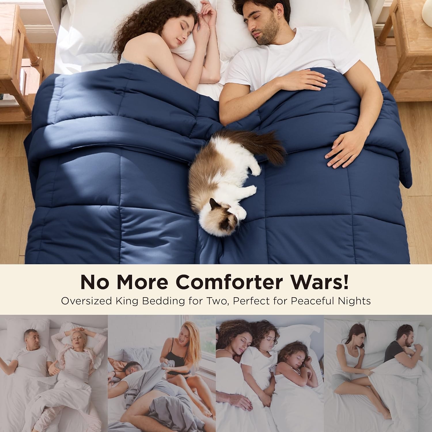 image:imageBedsure Comforter Duvet Insert Quilted Comforters Queen Size All Season Duvet GentleSoft Down Alternative Bedding Blanket with 8 Tabs Gifts for WomenMen White Queen 88 x 88 InchesNavy Blue