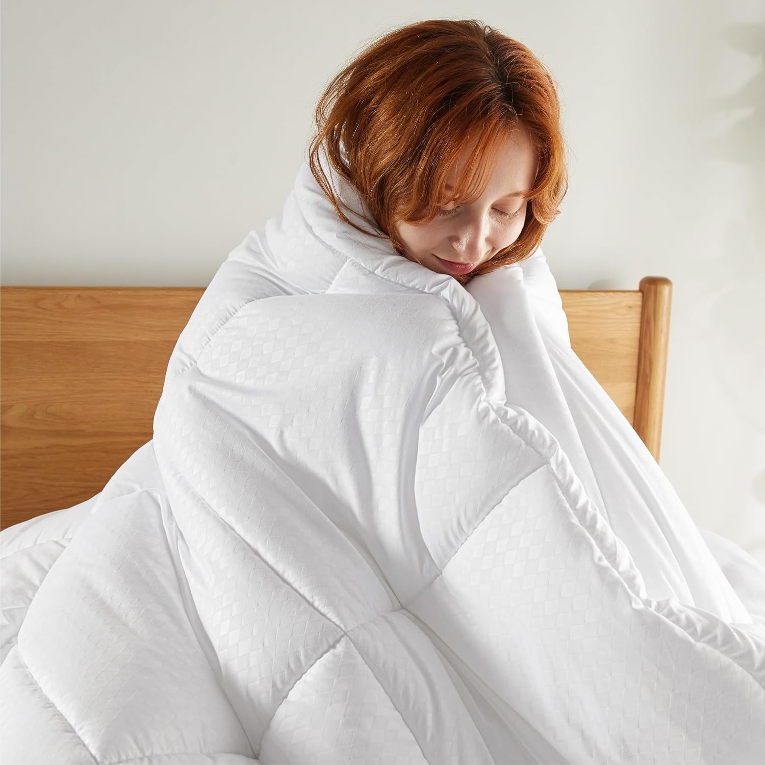 image:imageBedsure Comforter Duvet Insert Quilted Comforters Queen Size All Season Duvet GentleSoft Down Alternative Bedding Blanket with 8 Tabs Gifts for WomenMen White Queen 88 x 88 InchesIvory Stripe Square