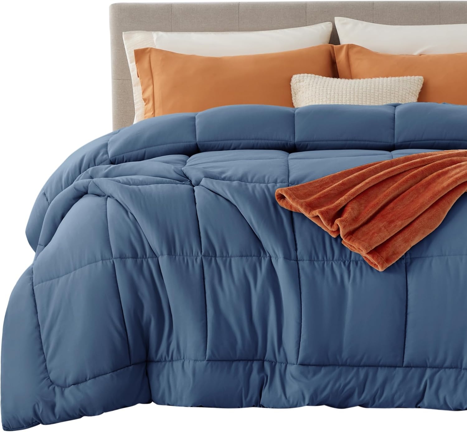 image:imageBedsure Comforter Duvet Insert Quilted Comforters Queen Size All Season Duvet GentleSoft Down Alternative Bedding Blanket with 8 Tabs Gifts for WomenMen White Queen 88 x 88 InchesDusty Blue