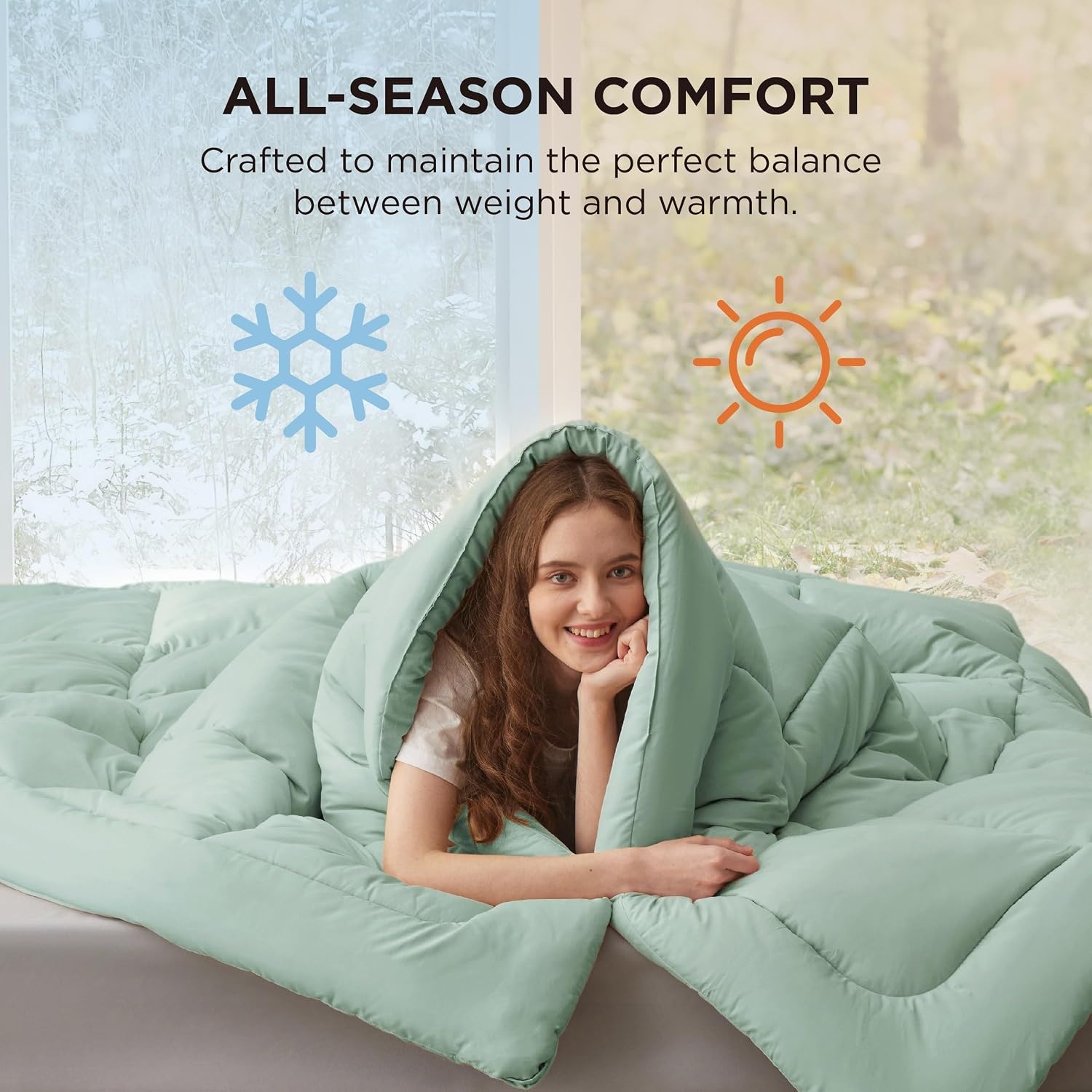 image:imageBedsure Comforter Duvet Insert Quilted Comforters Queen Size All Season Duvet GentleSoft Down Alternative Bedding Blanket with 8 Tabs Gifts for WomenMen White Queen 88 x 88 InchesSage Green