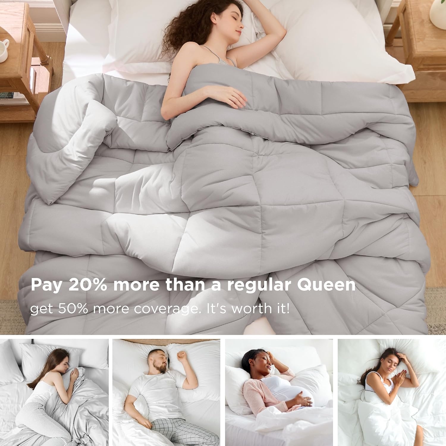 image:imageBedsure Comforter Duvet Insert Quilted Comforters Queen Size All Season Duvet GentleSoft Down Alternative Bedding Blanket with 8 Tabs Gifts for WomenMen White Queen 88 x 88 InchesLight Grey