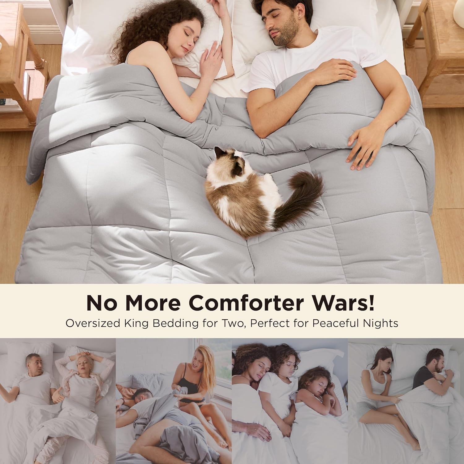 image:imageBedsure Comforter Duvet Insert Quilted Comforters Queen Size All Season Duvet GentleSoft Down Alternative Bedding Blanket with 8 Tabs Gifts for WomenMen White Queen 88 x 88 InchesLight Grey