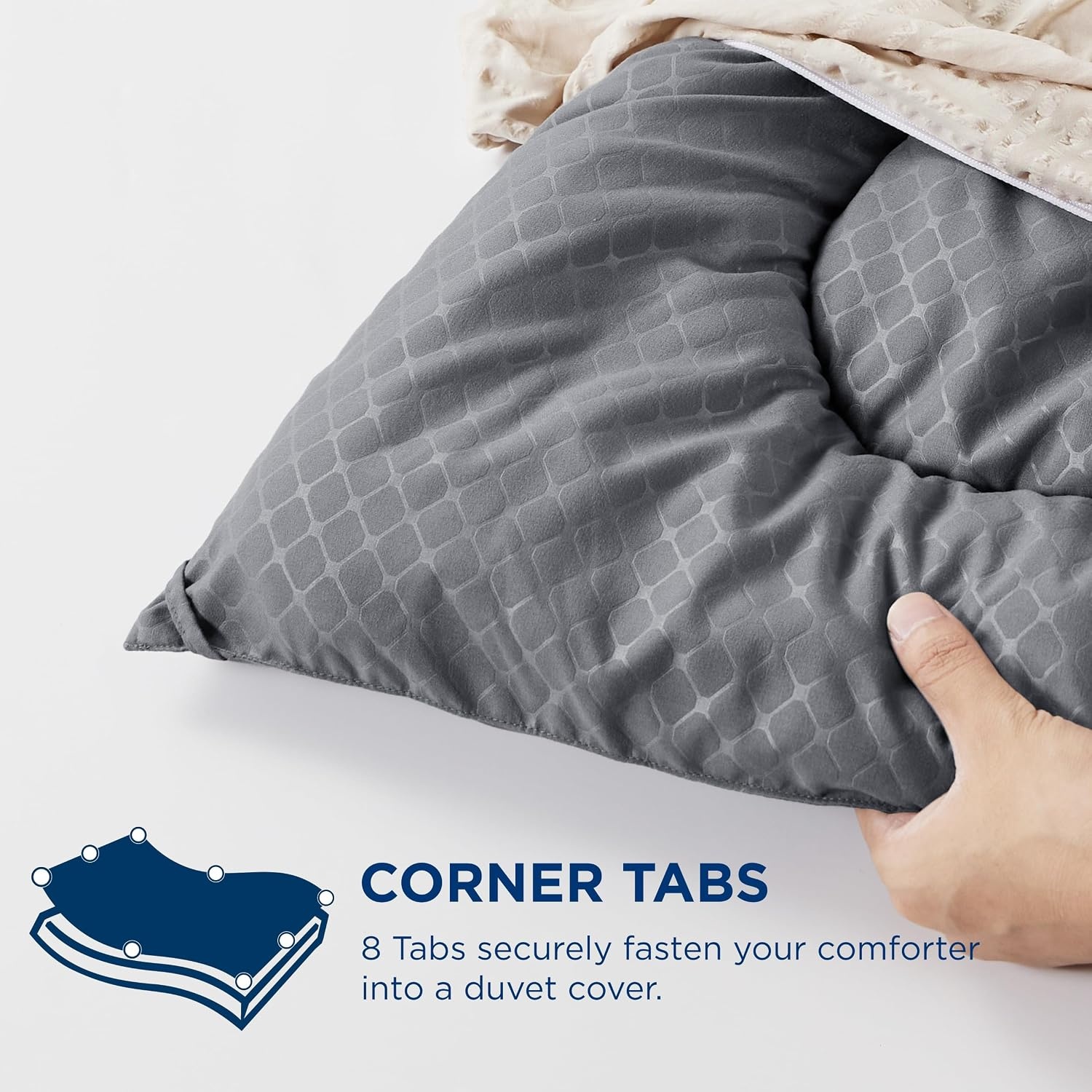 image:imageBedsure Comforter Duvet Insert Quilted Comforters Queen Size All Season Duvet GentleSoft Down Alternative Bedding Blanket with 8 Tabs Gifts for WomenMen White Queen 88 x 88 InchesGrey Diamond Pattern