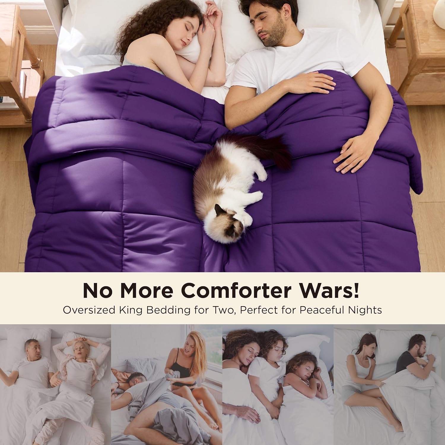 image:imageBedsure Comforter Duvet Insert Quilted Comforters Queen Size All Season Duvet GentleSoft Down Alternative Bedding Blanket with 8 Tabs Gifts for WomenMen White Queen 88 x 88 InchesPurple