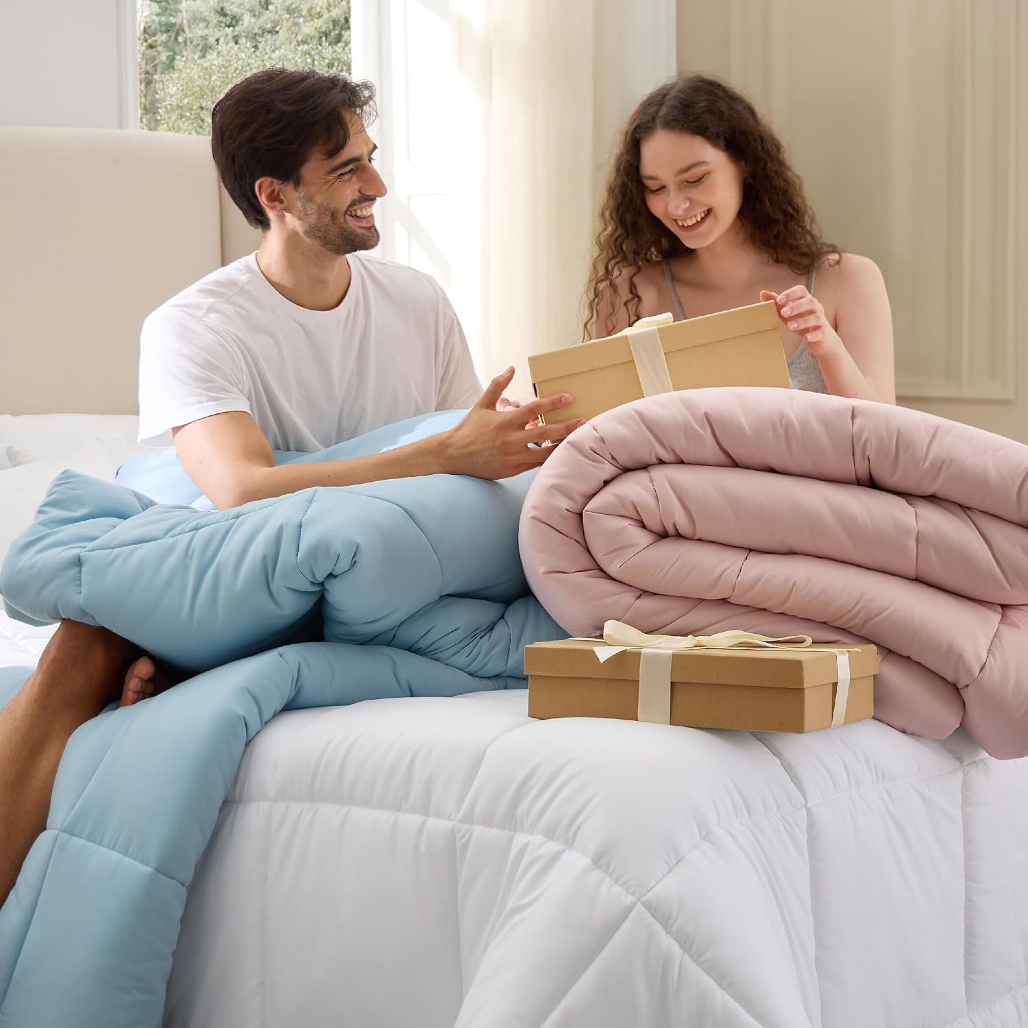 image:imageBedsure Comforter Duvet Insert Quilted Comforters Queen Size All Season Duvet GentleSoft Down Alternative Bedding Blanket with 8 Tabs Gifts for WomenMen White Queen 88 x 88 InchesBurnt Orange