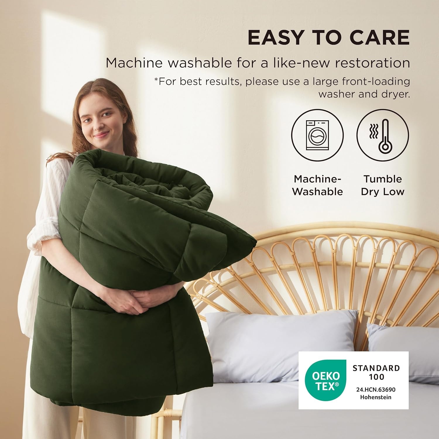 image:imageBedsure Comforter Duvet Insert Quilted Comforters Queen Size All Season Duvet GentleSoft Down Alternative Bedding Blanket with 8 Tabs Gifts for WomenMen White Queen 88 x 88 InchesOlive Green