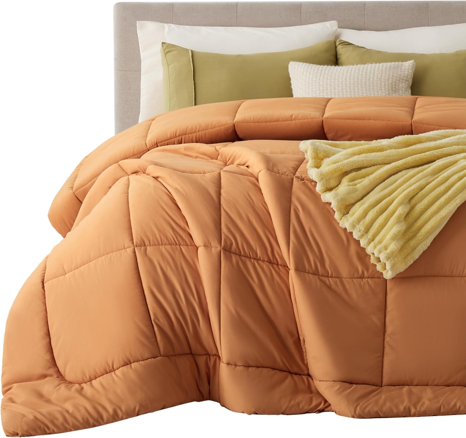 image:imageBedsure Comforter Duvet Insert Quilted Comforters Queen Size All Season Duvet GentleSoft Down Alternative Bedding Blanket with 8 Tabs Gifts for WomenMen White Queen 88 x 88 InchesBurnt Orange