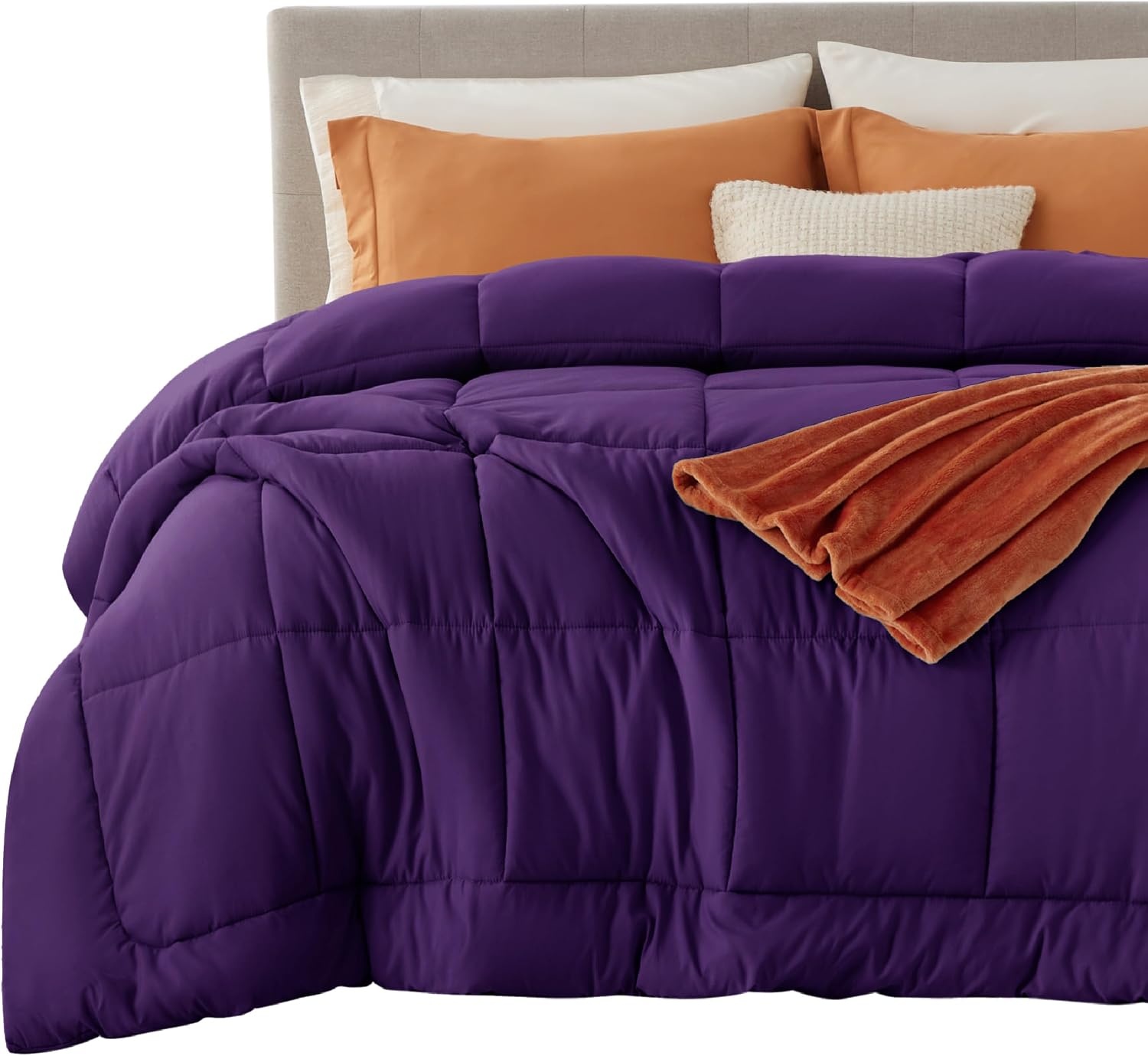 image:imageBedsure Comforter Duvet Insert Quilted Comforters Queen Size All Season Duvet GentleSoft Down Alternative Bedding Blanket with 8 Tabs Gifts for WomenMen White Queen 88 x 88 InchesPurple