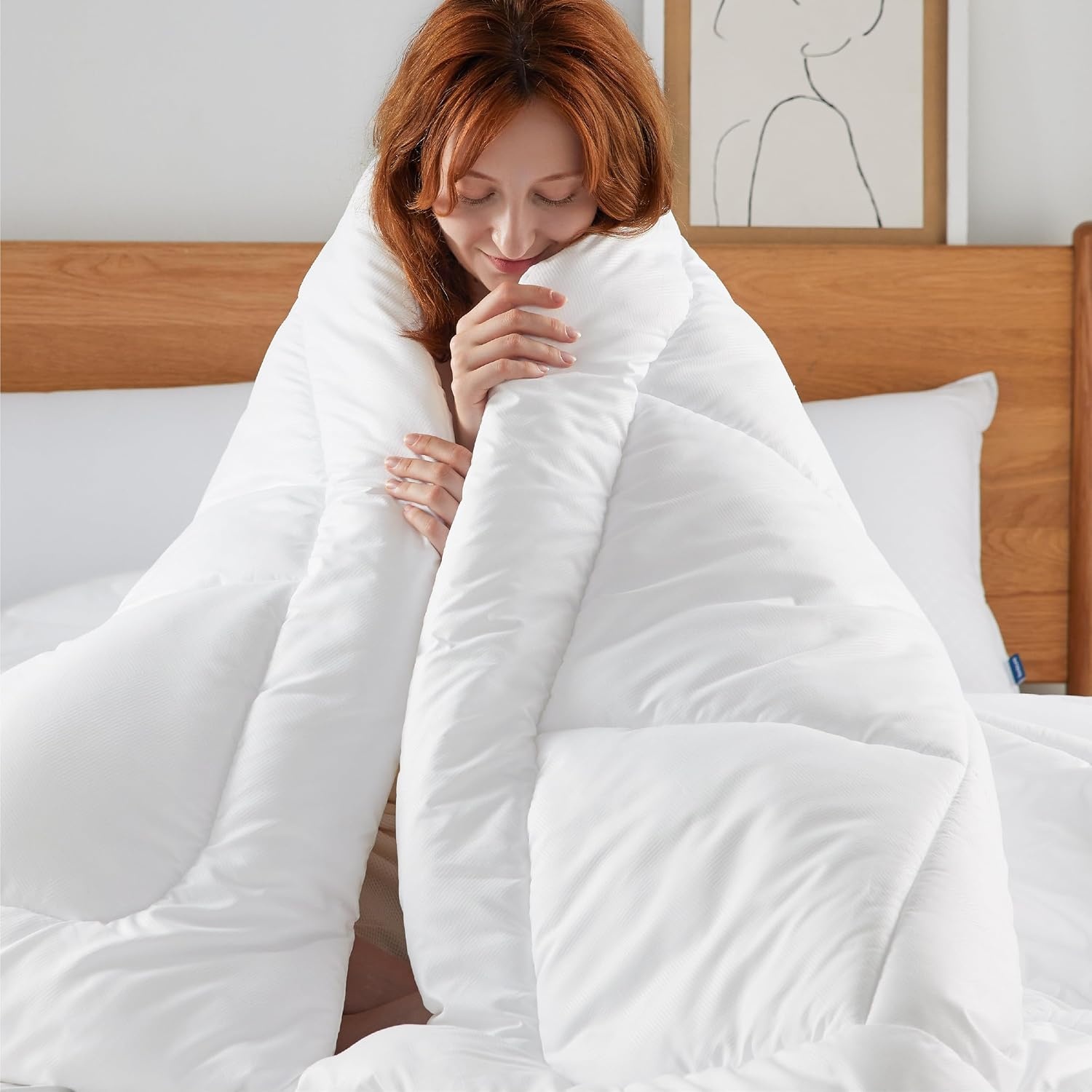 image:imageBedsure Comforter Duvet Insert Quilted Comforters Queen Size All Season Duvet GentleSoft Down Alternative Bedding Blanket with 8 Tabs Gifts for WomenMen White Queen 88 x 88 InchesBasket Wave White